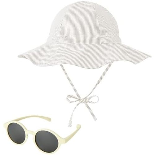 Century Star Baby Girl Sun Hat with Sunglasses Toddler Boy Beach Hats UPF 50+ Baby Bucket Hat Wide Brim Infant Sun Hat