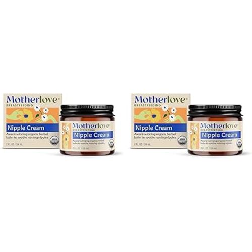 Motherlove Nipple Cream (2 oz) Organic Lanolin-Free Nipple Cream for Breastfeeding—Benefits Nursing & Pumping Moms (Pack of 2)