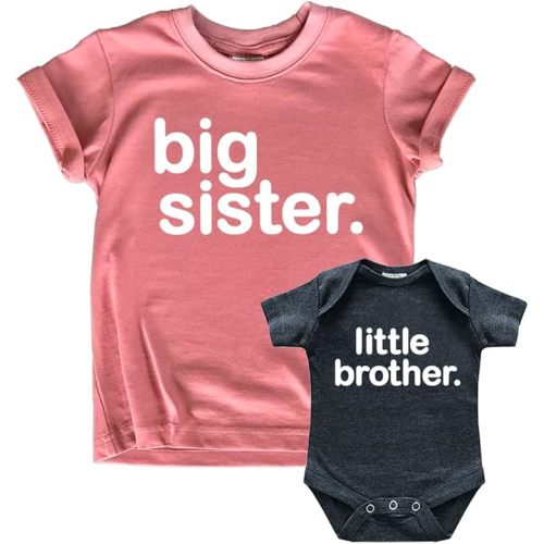 Big Sister Little Brother Outfit Matching Shirts Sets Baby Newborn Outfits Shirt
