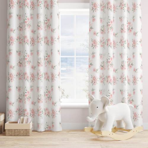 Floral Nursery Curtains- Blush Flowers Blackout Curtains - Custom Sheer Drapes - Blush Floral Nursery Decor - Custom Girls Curtains - 321