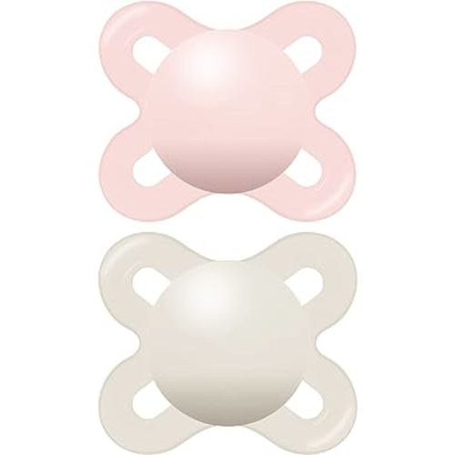 MAM Original Start Matte Newborn Baby Pacifier, Best Pacifier for Breastfed Babies, Sterilizer Case, Girl, 0-3 Months (Pack of 2)