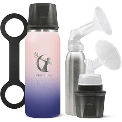 Breastmilk Chiller Reusable Storage Container by CERES CHILL | Keeps Milk Safe for up to 20 Hours | Connects w/Major Pumps (1 Chiller, Mombré)