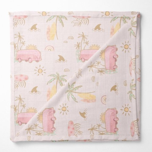 Boho Surfer Girl Muslin Blanket