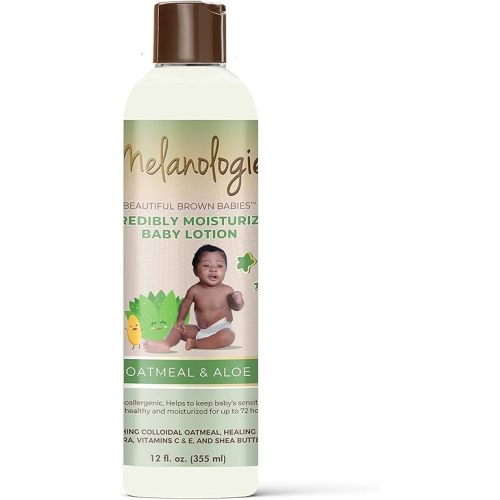 Melanologie Beautiful Brown Babies Incredibly Moisturizing Baby Lotion with 1% Colloidal Oatmeal, Fragrance-, Alcohol-, Paraben- Phthalate-, Peservative, & Dye-Free, 12 fl. Oz