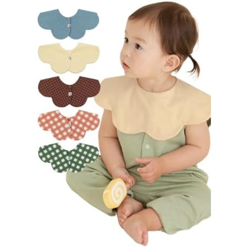 Konny Baby Bibs 5-Pack, 360 ​​° Rotate, Soft and Absorbent Bandana Drooling for Boys Girls baby Essentials