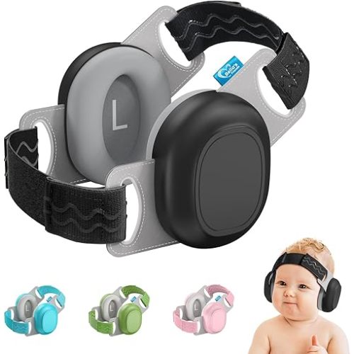 Bella's Friends Baby Ear Muffs for Noise Protection - Comfy&Adjustable 24dB Noise Cancelling Headphones for Infants&Toddlers(3–48 Months) - Compact & Easy to Store - Baby Travel Essentials,Black