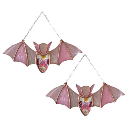 4PCS Decoration Gift Hanging Kitchen Outdoor&Indoor Bat Stained Glass Suncatcher Window Acrylic Wall Art Festival Colorful Home House Venue Arrangement Props 20*8.3*0.4Cm