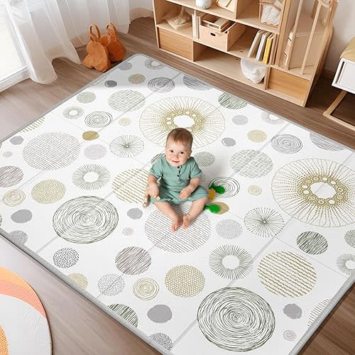 79x71 Baby Play Mat, Extra Large Baby Play Mat for Floor, Foldable Play Mats, Waterproof, Thick, Non-Toxic, Reversible Baby Floor Mat, Safe for for Babies, Infants and Toddlers, Indoor/Outdoor Use