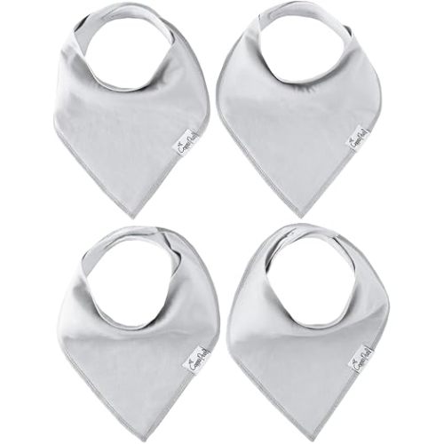 Copper Pearl 4 Pack Soft Cotton Baby Bibs for Drooling and Teething, Absorbent Drool Bibs for Baby Girl and Boy, Adjustable to Fit Newborns to Toddlers (Gray Basics)