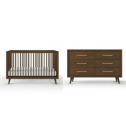 Child Craft Cranbrook Crib and Dresser Nursery Set, 2-Piece, Includes 4-in-1 Convertible Crib and 6-Drawer Double Dresser, Crib Grows with Your Baby (Toasted Chestnut)