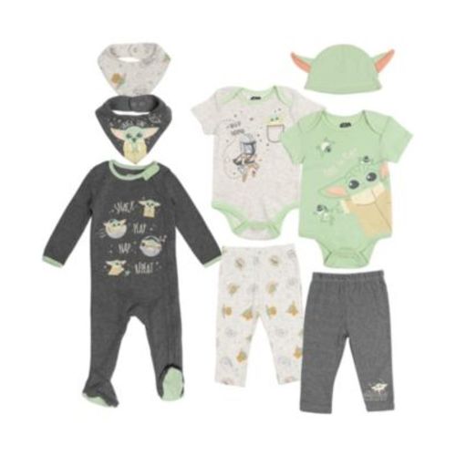 Baby Boys Yoda Bodysuits Sleep N' Play Pants Hat and Bibs 8 Piece Outfit Set
