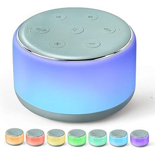 FamiSym White Noise Sound Machine Baby for Sleeping with Night Light – 34 Soothing Sounds, Rechargeable White Noise Machine for Kids Adults Sleep, Portable Lullaby Machine Baby Soother (Slate)