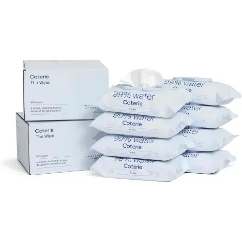 Coterie Baby Wipes, 8 Pack, 448 Count, Unscented Wipes, 99% Purified Water, Plastic-Free & Plant Derived Fibers, Fragrance Free Hypoallergenic Sensitive Skin Baby Essentials, Clean Ingredients