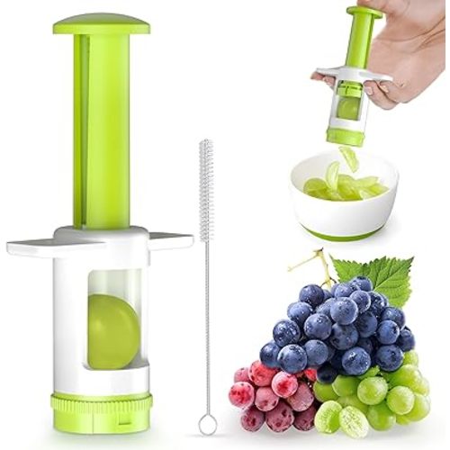 Grape Cutter For Kids Toddlers,Grape Slicer for Baby,Stainless Steel kitchen Gadget,Grape Cherry Tomato Slicer for Toddlers for Vegetable Fruit Salad Cake Decoration(Green CrossBlade)