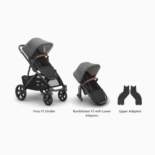 UPPAbaby Vista V3 Stroller, RumbleSeat V3 & Upper Adapters - Greyson