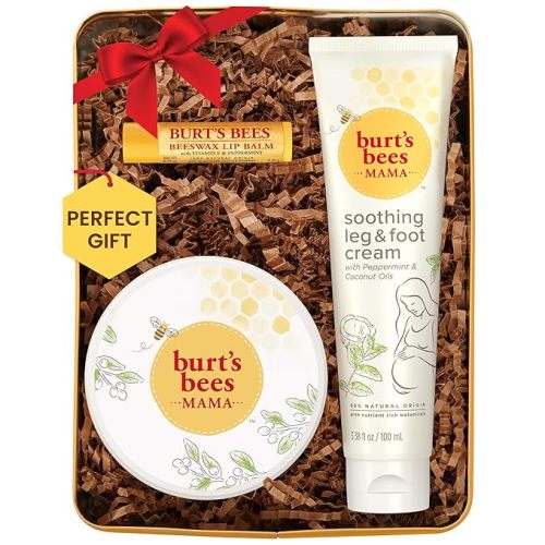 Burt's Bees Pregnancy Essentials Gifts Set, 3 Giftable Baby Shower Products & Must Have Baby Registry Items, Nourishing Skincare - Mama Belly Butter, Original Lip Balm, Leg & Foot Cream