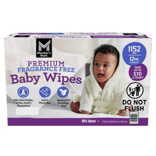 Member's Mark Premium Baby Wipes, Fragrance Free, 12 pk., 1152 Wipes - Sam's Club