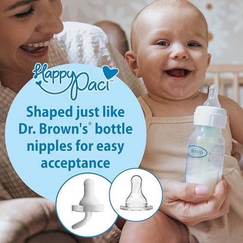 Dr. Brown’s HappyPaci 100% Silicone Pacifier 0-6m, BPA Free, Black, Cool Gray, White, 3-Pack
