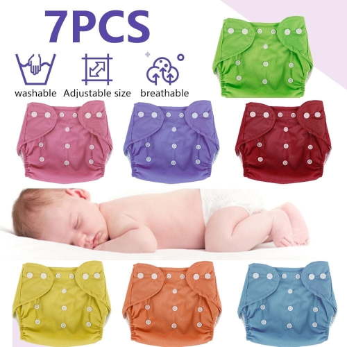 EUWBSSR Reusable Newborn Baby Diapers, Adjustable Size, Soft, Hygienic, Washable, Multicolour