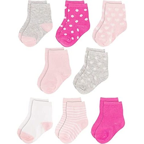 Rising Star Baby Socks for Boys & Baby Girl Newborn Socks - Crew Ankle Cotton Infant Socks 0-6, 6-12 months (8 pack)