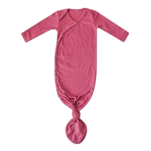 Copper Pearl Rib Knit Newborn Knotted Gown | The Baby Cubby