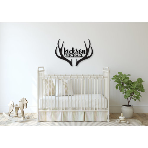 Antlers Wooden Name Sign, Nursery Name, Baby Name Cut out, Cutout Name, Wood Name Sign, Wooden Baby Name, Baby boy name sign