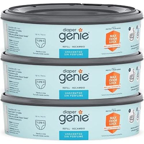 Diaper Genie Bags Refills 270 Count (Pack of 3) with Max Odor Lock | Holds Up to 810 Newborn Diapers