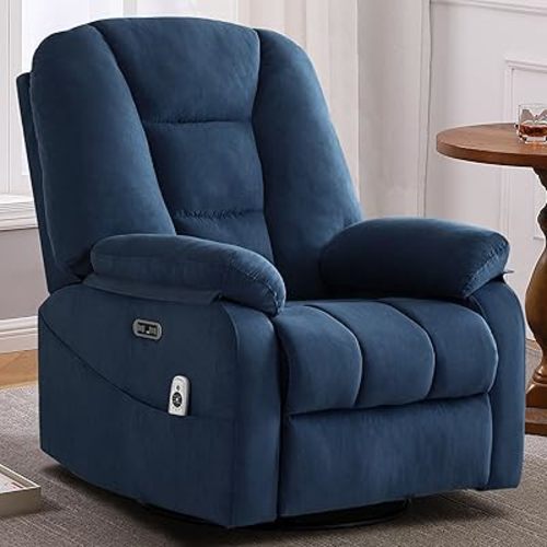 Power Swivel Rocker Recliner Chair (Blue)
