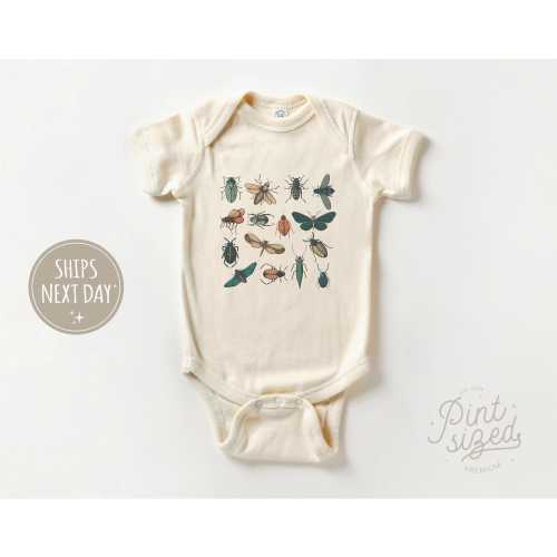 Retro Bugs Onesie® - Vintage Entomologist Bodysuit - Cute Insect Natural Onesie®