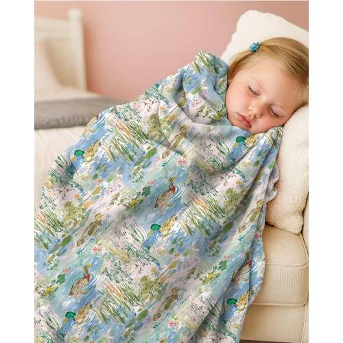 Watercolor Mallard Duck Bamboo Blanket