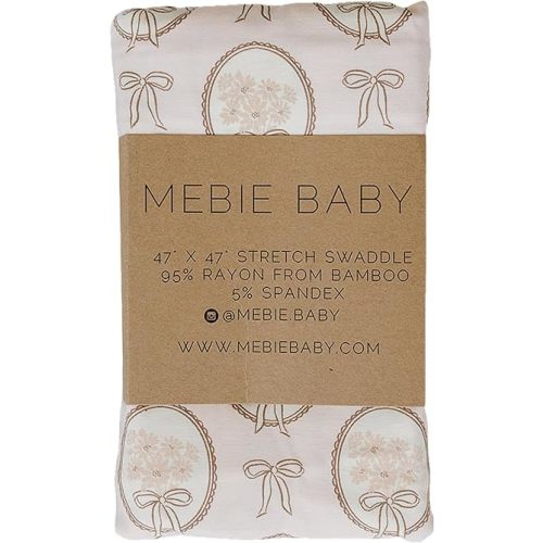 Mebie Baby Vintage Bouquet Stretch Swaddle, Modern and Neutral Swaddle Blanket for Baby Girl or Boy, Soft Baby Blankets, Newborn Swaddle Blanket, 0-3 Month, Baby Essentials & Gifts (47" x 47")