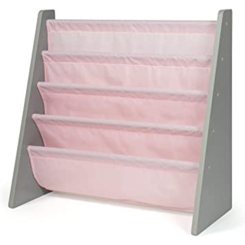 Humble Crew Book Organizer Kids Bookshelf, Grey/Pink