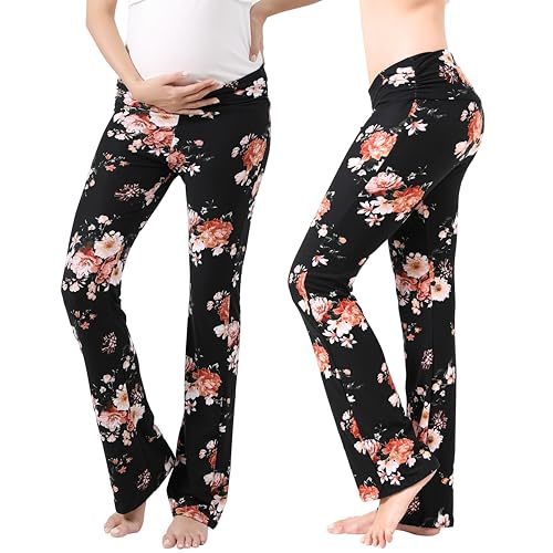 Women Maternity Pajama Pant Stretchy Comfy Wide Soft Palazzo Elastic Pregnancy Lounge Casual PJs