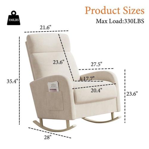 Rocking Chair Nursery, Upholstered Glider Chair with Side Pocket, - TikTok Shop
