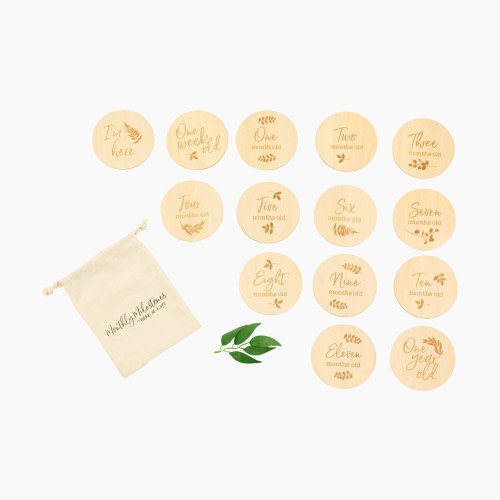 Bebe au Lait Wooden Milestone Discs - Monthly Milestone, 14