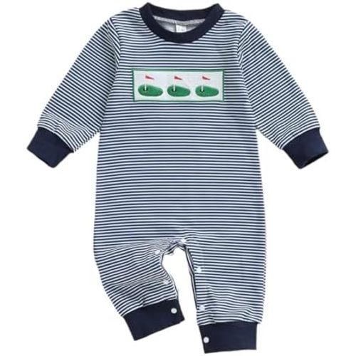 Baby Boy Girl Fall Winter Clothes Newborn Golf Embroidery Romper Long Sleeve Jumpsuit Cute Infant One-piece Outfit