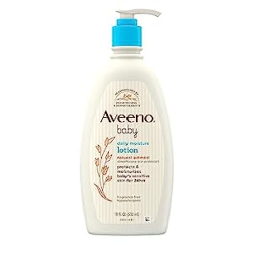 Aveeno Baby Daily Moisture Moisturizing Lotion for Delicate Skin with Natural Colloidal Oatmeal & Dimethicone, Hypoallergenic, Fragrance-, Phthalate- & Paraben-Free, 18 fl. oz (Package may vary) (Pack of 1) - 1 Count (Pack of 1)