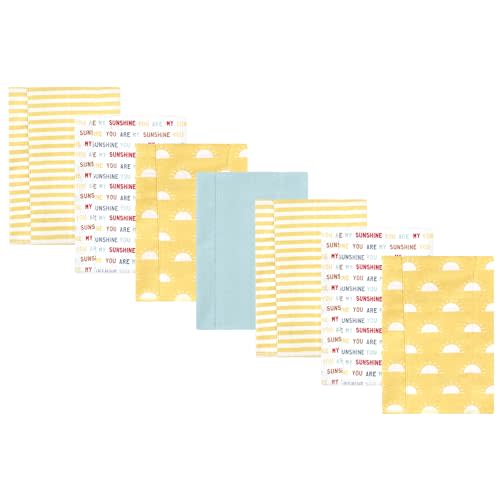 Hudson Baby Unisex Baby Cotton Flannel Burp Cloths, My Sunshine 7 Pack, One Size