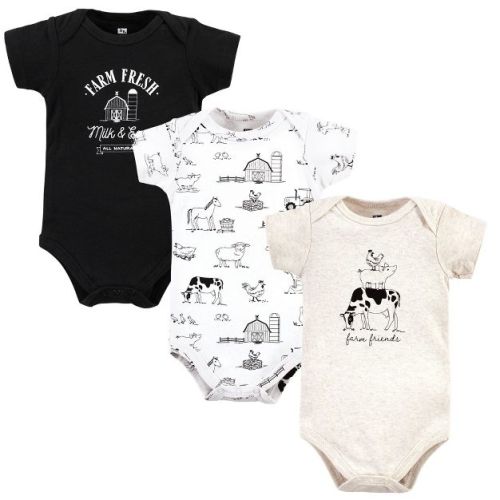 Hudson Baby Unisex Baby Cotton Bodysuits, Farm Friends