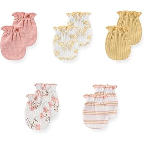 5 Pack Unisex New Born Boy Girls No Scratch Mittens Cotton Soft Baby Gloves Accessory 0-3 Months Infant Essentials