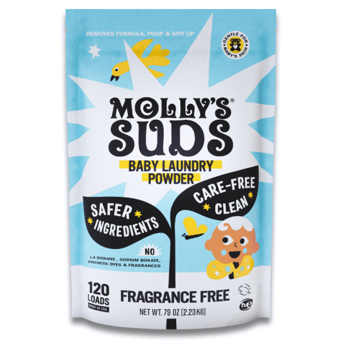Molly's Suds Baby Laundry Detergent Powder | Removes Formula, Poop & Spit-Up Stains (Fragrance Free)