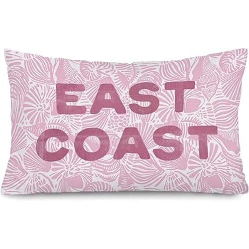 Pink Seashell Coastal Beach 12x20 Pillow Cover, Preppy Beach Room Decor, Beachy Coastal East Coast Decorative Throw Pillow Covers Pillowcases for Couch Bed Girly Room Bedroom Dorm