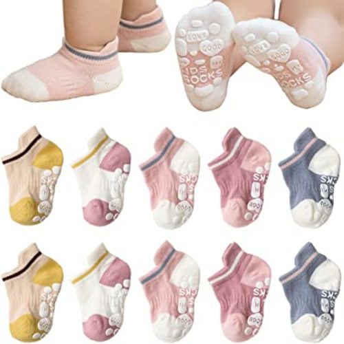Adeimoo Baby Girls Non-Slip Socks Toddler Combed Cotton Socks Baby Newborn Cartoon Socks Anti-Slip Crew Socks for Infants