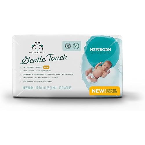 Amazon Brand - Mama Bear Gentle Touch Diapers, Size Newborn, 30 Count