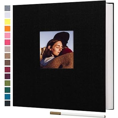 Amazon.com: potricher Large Photo Album Self Adhesive 3x5 4x6 5x7 8x10 10x12 Pictures Linen Cover 40 Blank Pages Magnetic DIY Scrapbook Album with A Metallic Pen (Black) : Home & Kitchen