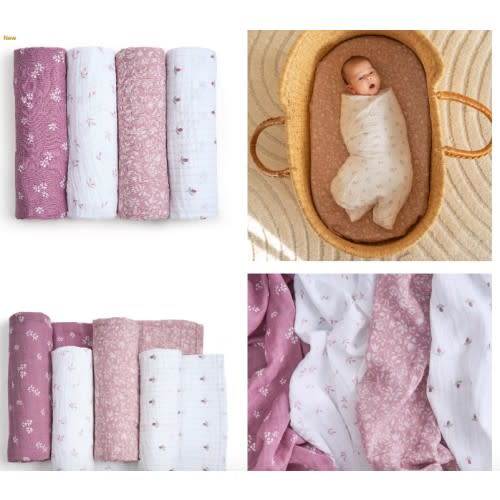 aden + anais heritage floral organic cotton muslin swaddles 4 pack