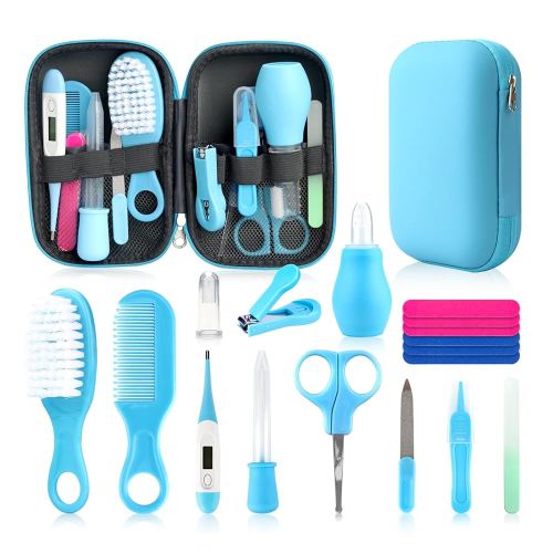 Baby Grooming Kit, Infant Safety Care Set with Hair Brush Comb Nail Clipper Nasal Aspirator,Baby Essentials Kit for Newborn Girls Boys