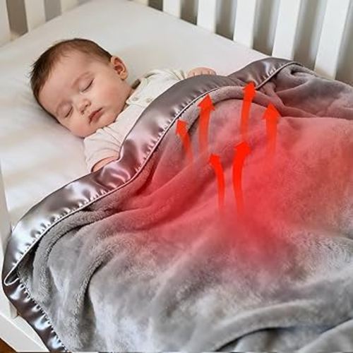 Pro Goleem Fleece Baby Blanket with 2 Inch Satin Trim Soft Plush Blanket for Boys and Girls for Babies Grey，30''x40''