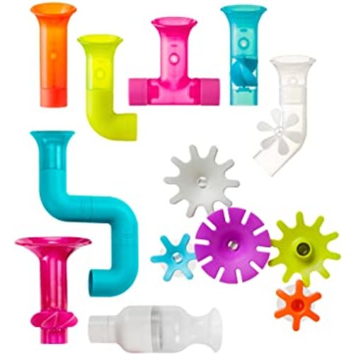 Boon Bundle Baby and Toddler Bath Toys - Includes Boon Pipes, Cogs, and Tubes Bathtub Toys - Toddler Sensory Toys - Multicolored - 13 Count - Ages 12 Months and Up