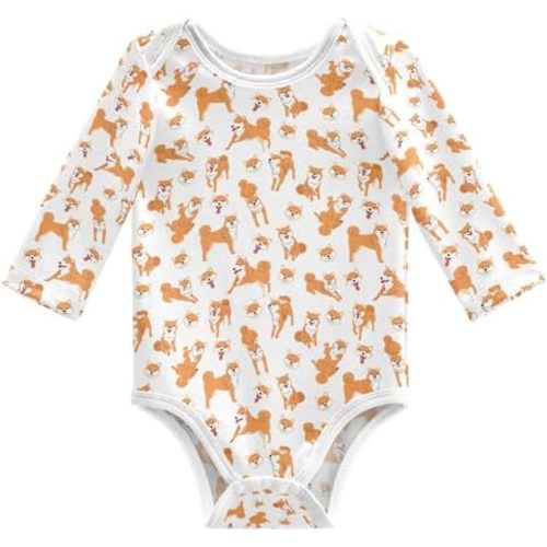 Shiba Inu Dog Poses Baby Long Sleeve Rompers Bodysuits Dog Unisex Infant Outfit Clothes for Boys Girl kids 3M